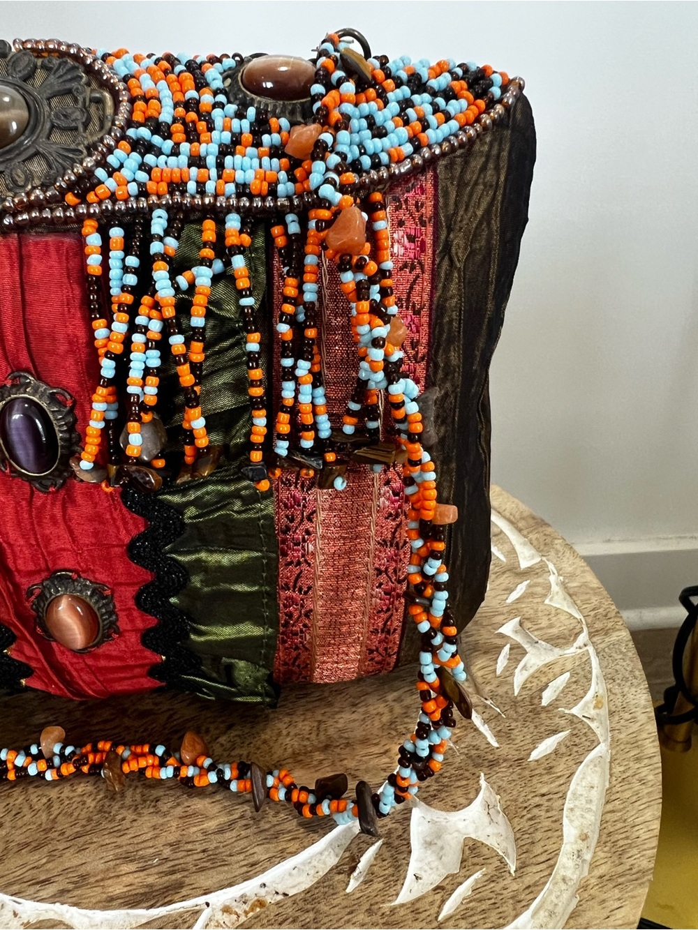 Rare Vintage Mary France Ember Oracle Beaded Fringe Women's Shoulder Bag - Picture 4 of 13